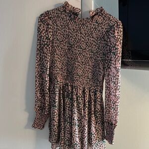 Lulu's Green and Pink Floral Smocked Dress